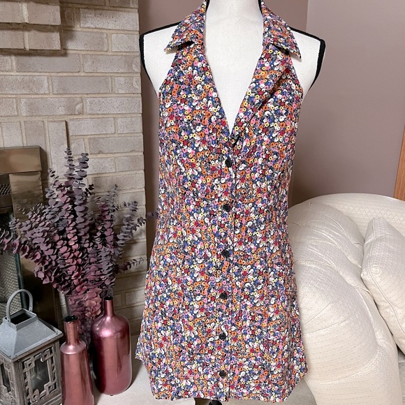 ANTHROPOLOGIE Maeve The Amelia Collared Mini Dress - Pink Combo Floral - Picture 3 of 11